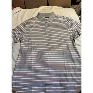 Hitachi Reliable Solutions Golf Polo Shirt Mens Medium Gray Striped Performance